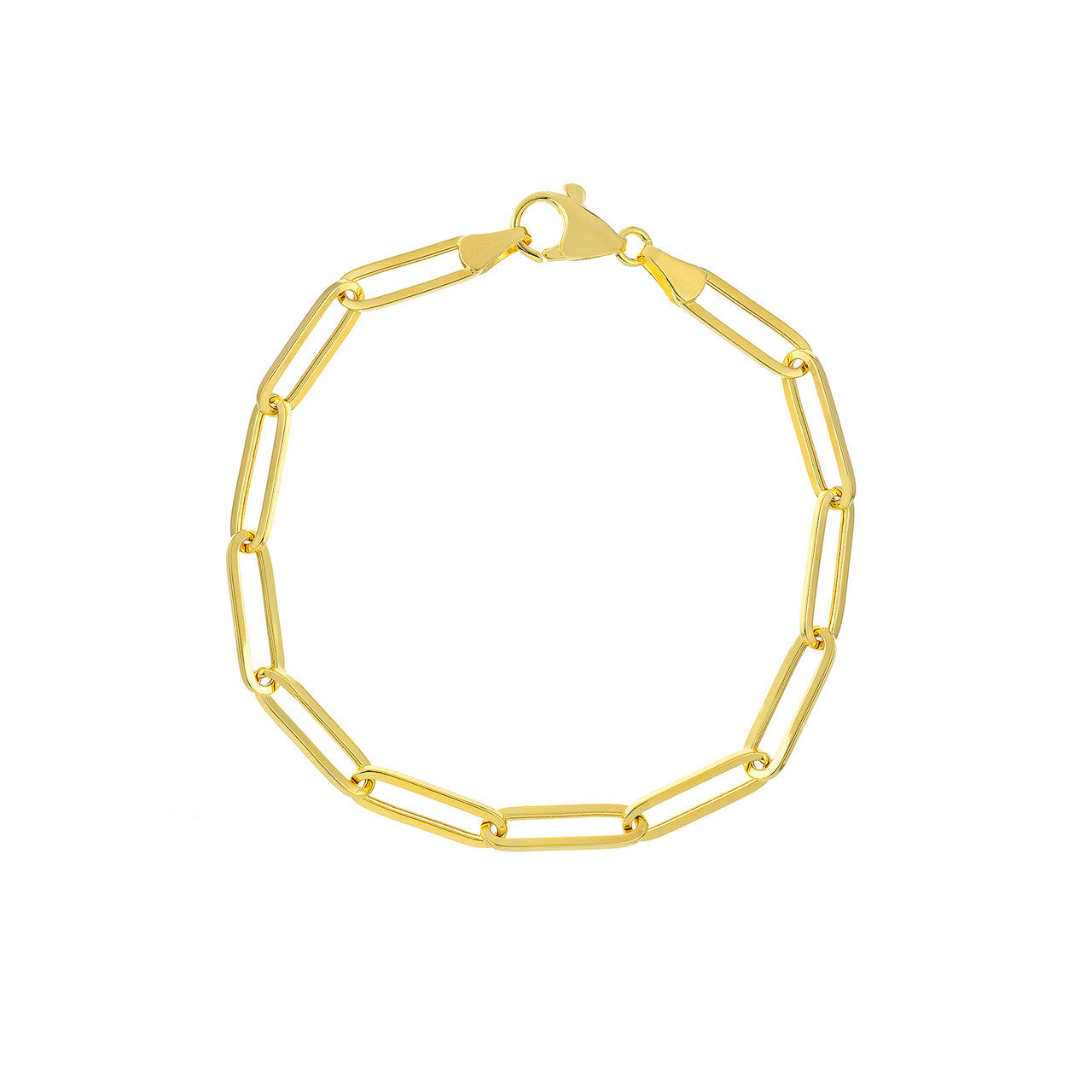 14KY Classic Paperclip Link Chain Bracelet