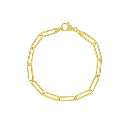 14KY Classic Paperclip Link Chain Bracelet