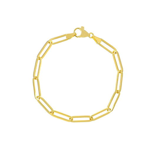 14KY Classic Paperclip Link Chain Bracelet