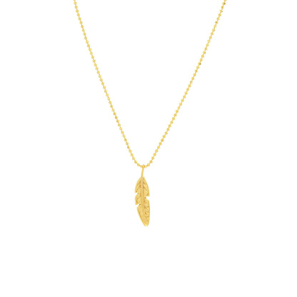 14KT Mini Feather Charm Pendant