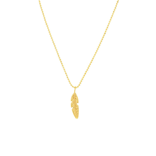 14KT Mini Feather Charm Pendant