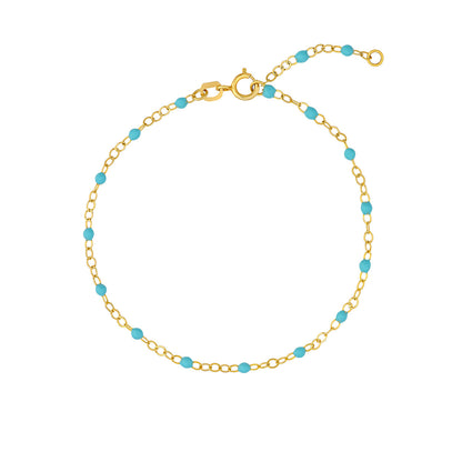 14KT Multi Color Enamel Piatto Chain Bracelet