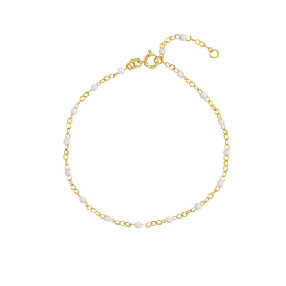 14KT Multi Color Enamel Piatto Chain Bracelet