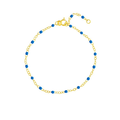 14KT Multi Color Enamel Piatto Chain Bracelet