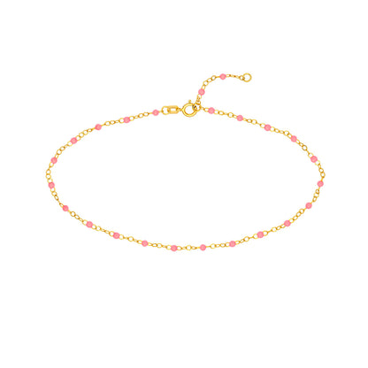 14KT Multi Color Enamel Piatto Chain Bracelet