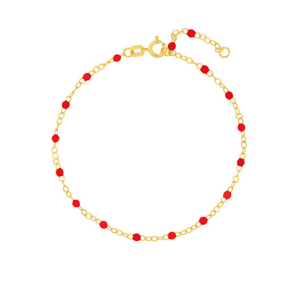 14KT Multi Color Enamel Piatto Chain Bracelet