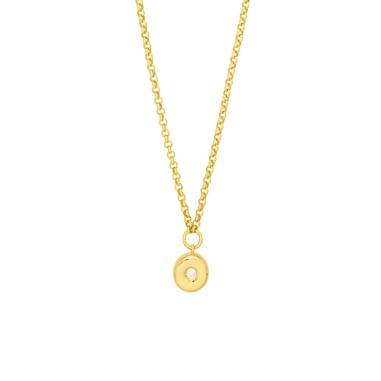14KT Diamond Puff Circle Charm Pendant