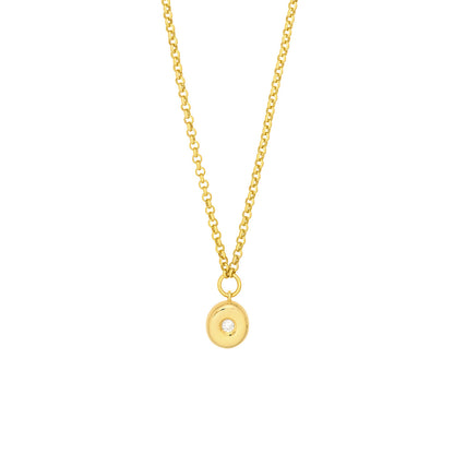 14KT Diamond Puff Circle Charm Pendant