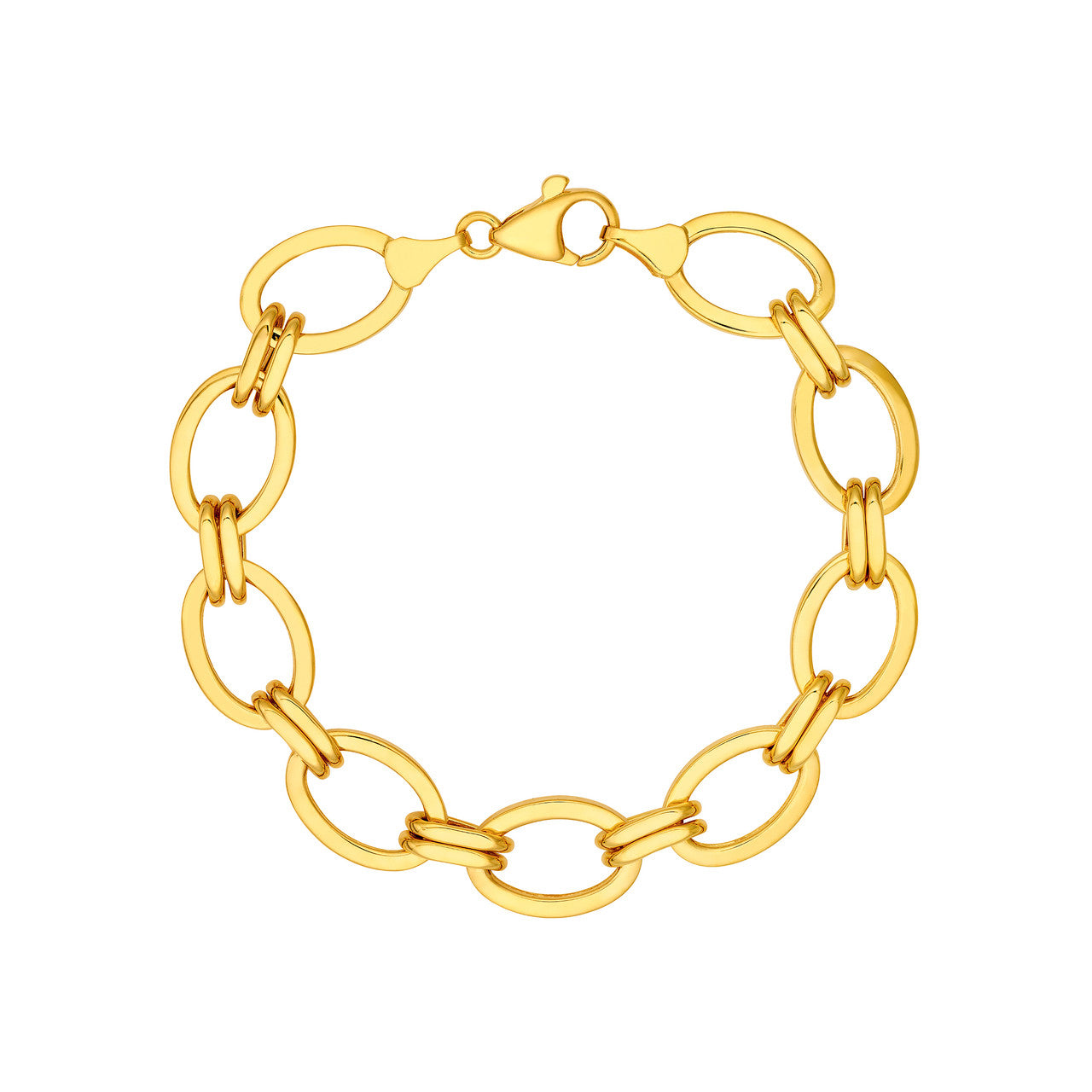 14KY Oval Double Link Chain Bracelet