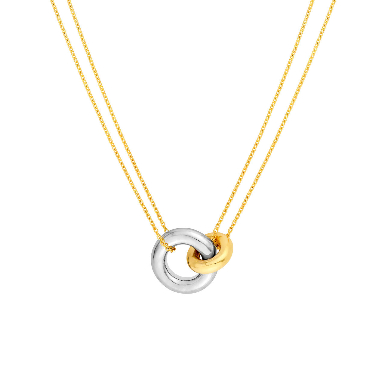 14KT Two Tone Double Circle Pendant