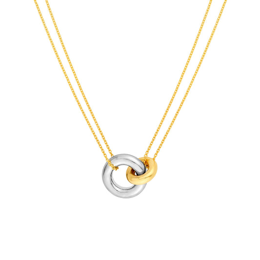 14KT Two Tone Double Circle Pendant