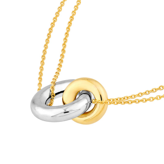 14KT Two Tone Double Circle Pendant