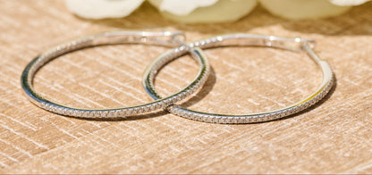 14KT Wire Pave Hoop