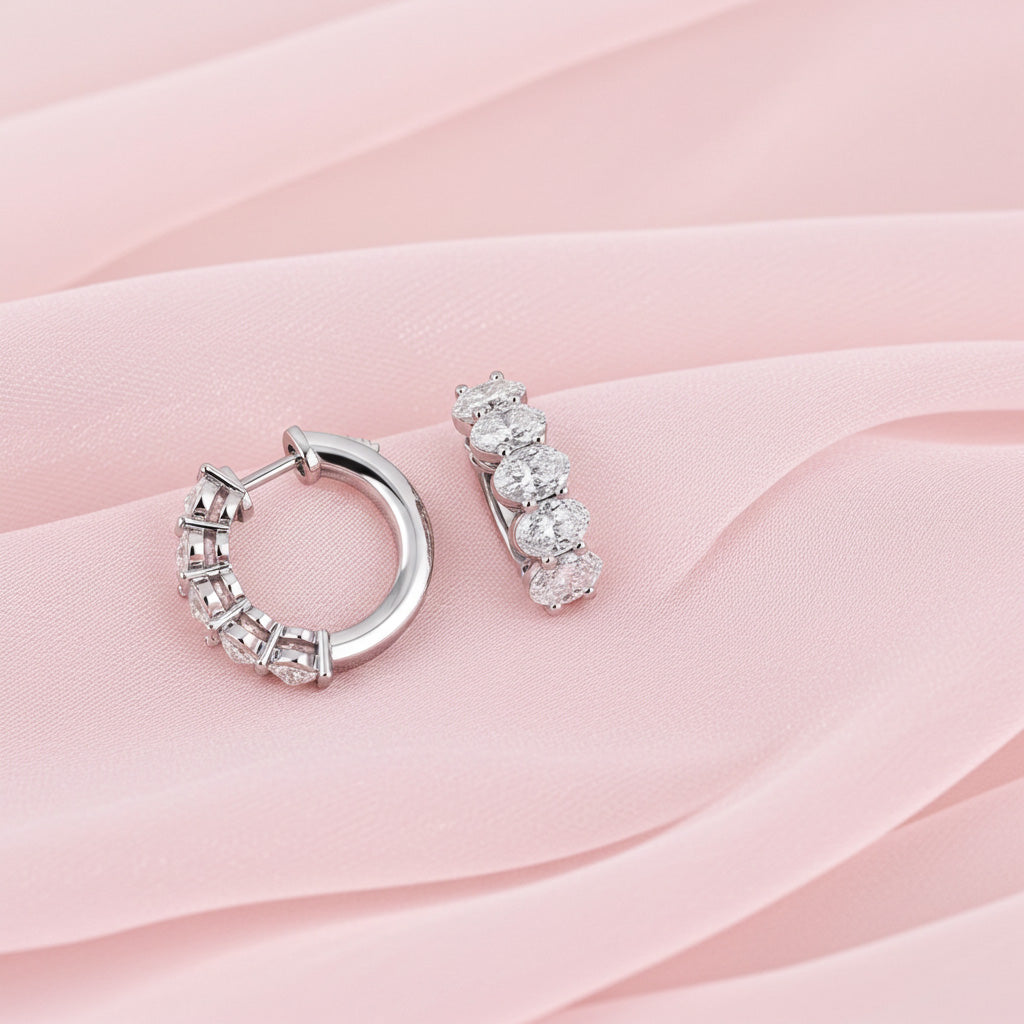 14KT Diamond Fancy Shape Huggie