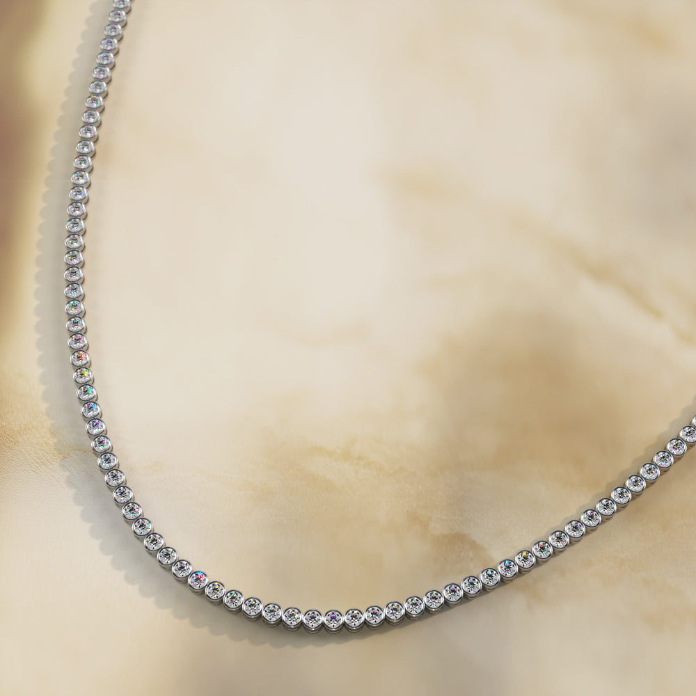 14KT Classic Bezel Tennis Necklace