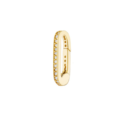 14KT Pave Paperclip Link Push Lock