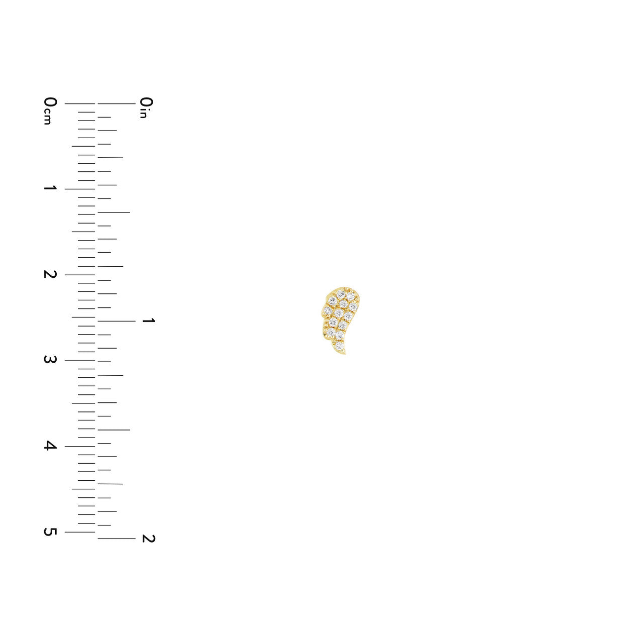 14KY Pave Mini Angel Wing Stud