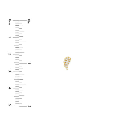 14KY Pave Mini Angel Wing Stud