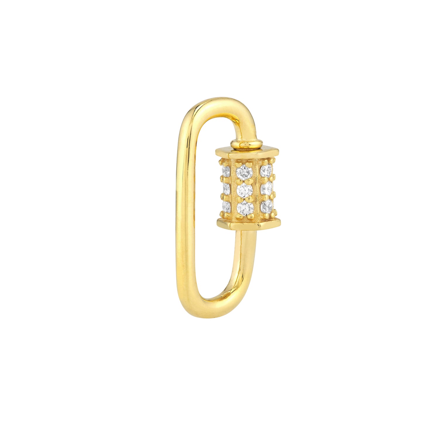 14KT Pave Lock Oval Clasp