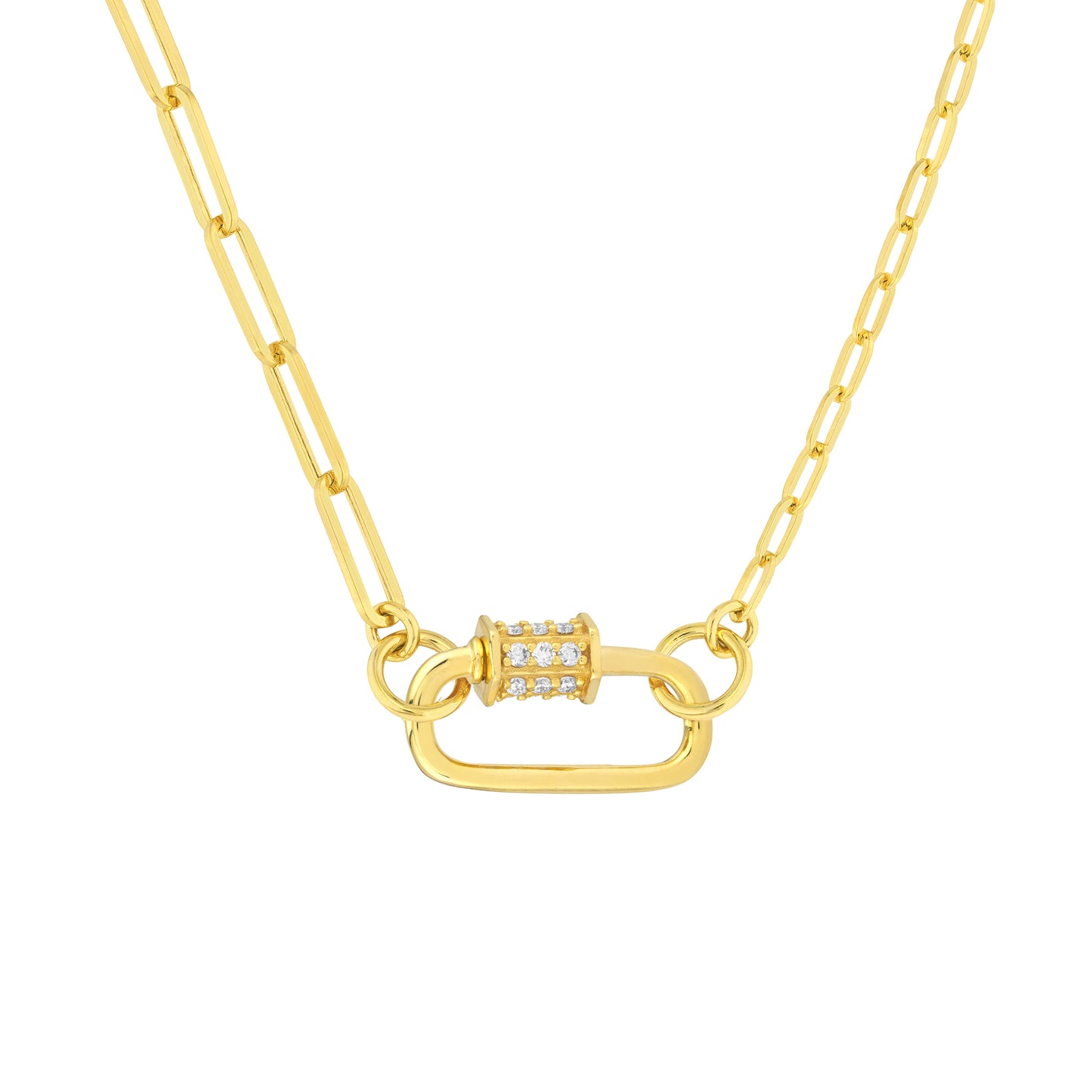 14KT Pave Lock Oval Clasp