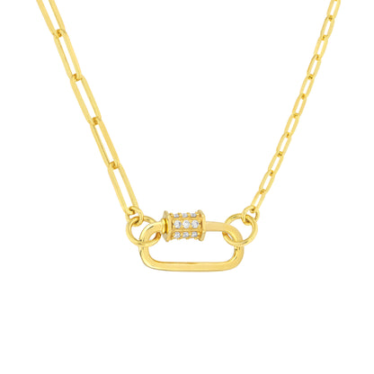14KT Pave Lock Oval Clasp