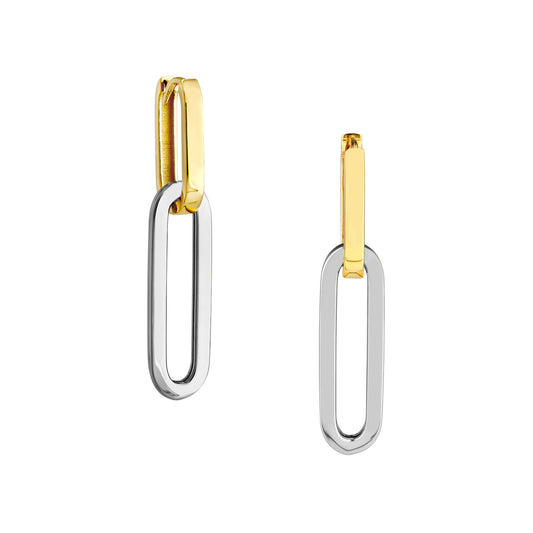 14KT Two Tone Paperclip Earring