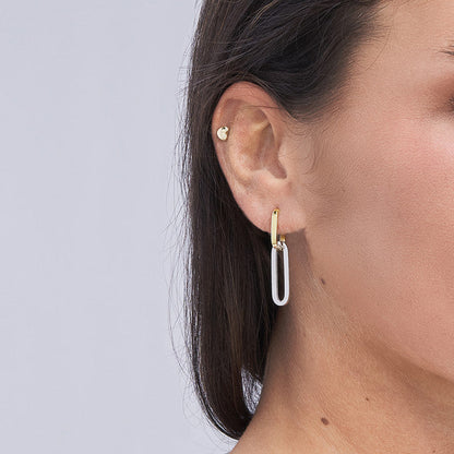 14KT Two Tone Paperclip Earring