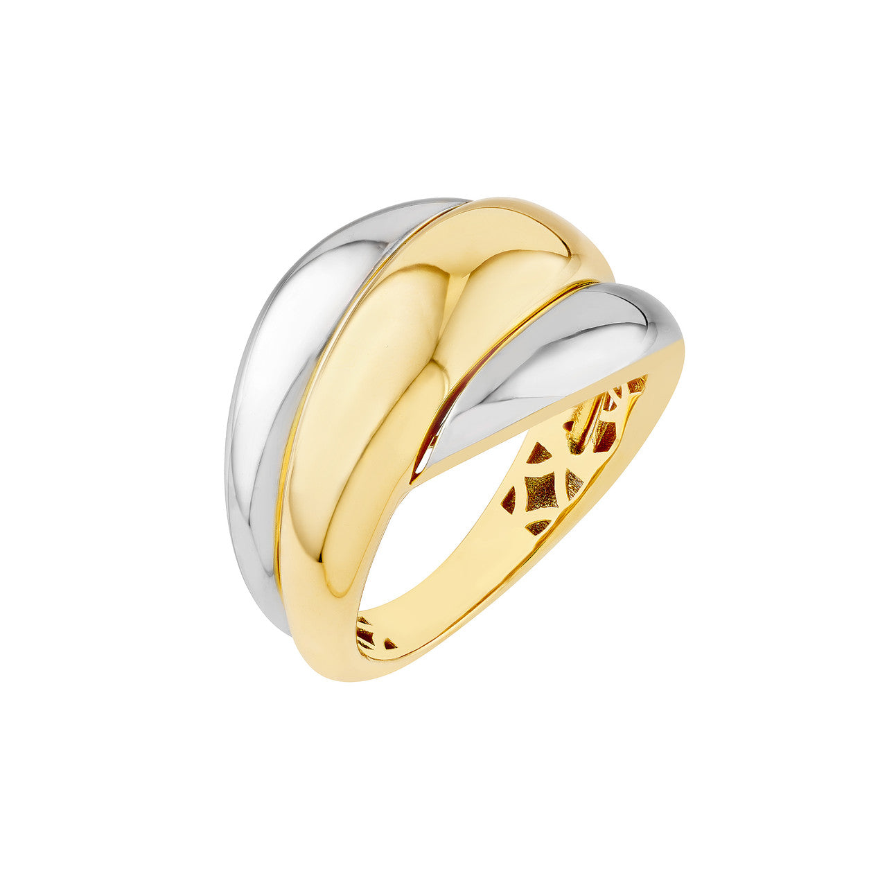 14KT Two Tone Triple Twist Ring