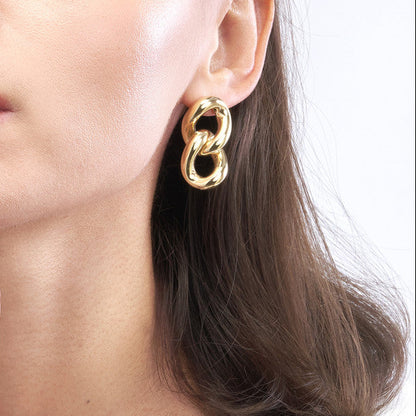14KT Curb Link Dangle Earring
