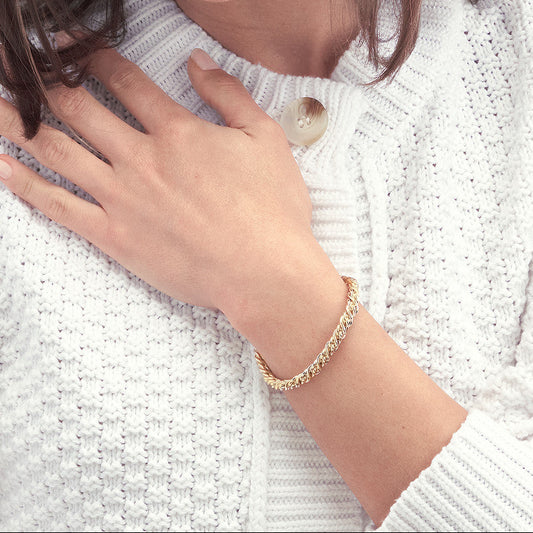 14KT Twisted Byzantine Chain Bracelet