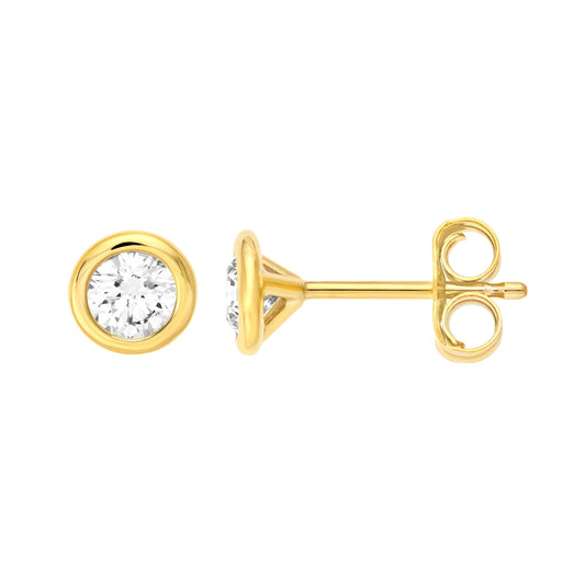 14KT Bezel Round Diamond Stud