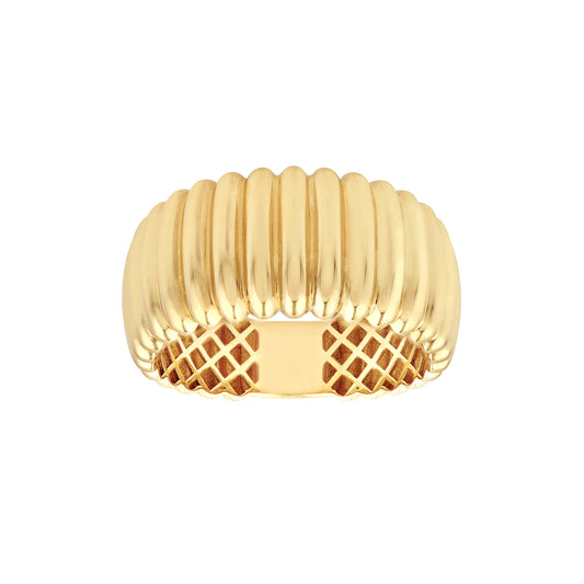 14KT Wide Domed Fluted Band