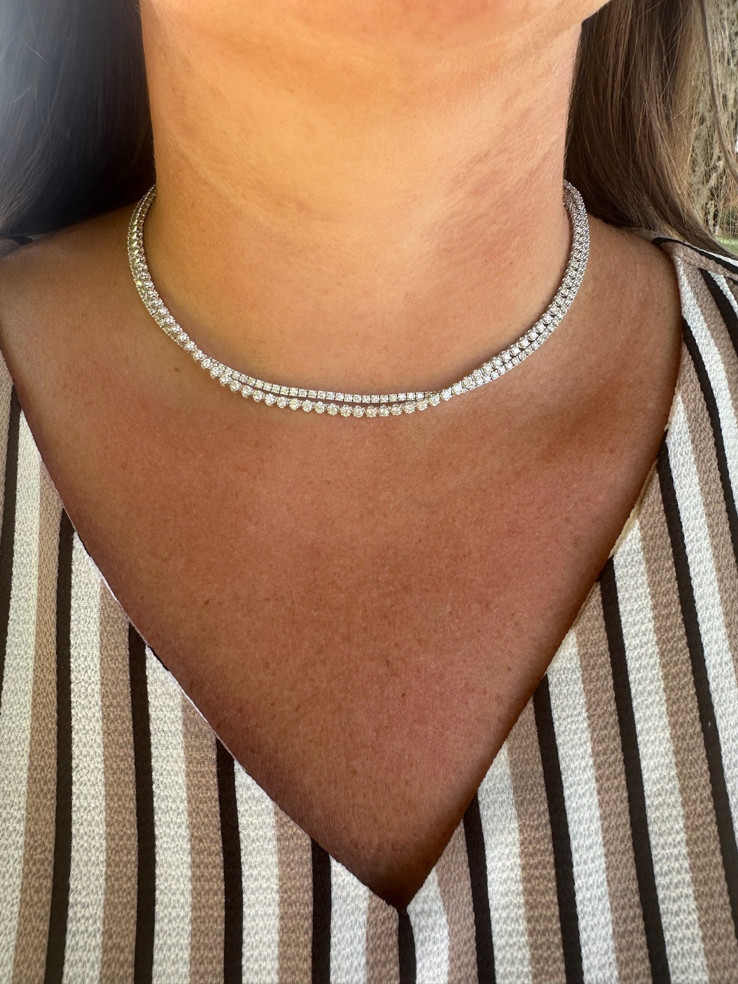 Crown Set Diamond Tennis Necklace