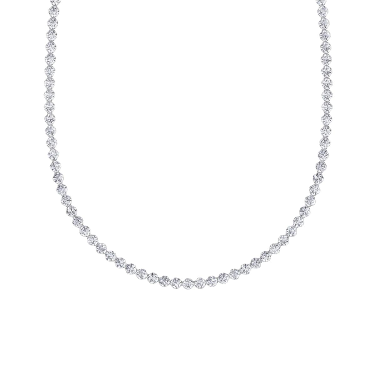 Crown Set Diamond Tennis Necklace