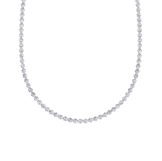 Crown Set Diamond Tennis Necklace