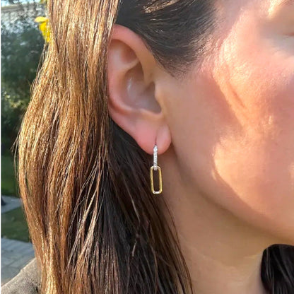 Pave Diamond Link Drop Earring